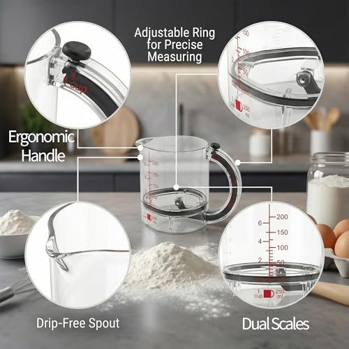Vaso medidor ajustable 4 en 1 con base auto-limpiante miniatura 7