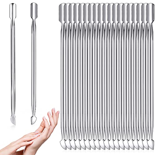 24 Pieces Nail Cuticle Pusher and Cutter Stainless Steel Nail Polish Remover Cuticle Peeler Scraper Removal Double End Manicure Pedicure Tool for Fingernail and Toenail
