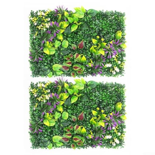 Pumixiy Künstliche Pflanzen-Wandpaneele, 60 x 40 cm, 2 Stück, grüne Wanddekoration für Haus und Garten, wetterbeständiges Kunststoff-Laub für die Privatsphäre im Freien, (C)