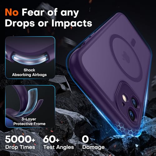 Image of TOCOL for iPhone 11 Case, Compatible with Magsafe, Full Camera Protection, Built-in Magnets, Drop Protection, Translucent Matte Phone Case for iPhone 11 6.1 inch (Midnight Purple)