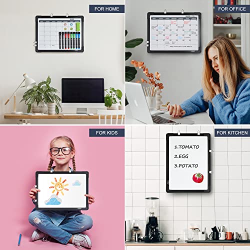 Dry Erase Board With Monthly Calendar, Magnetic Small Whiteboard Hanging Double-Sided White Board For Wall, Portable Magnet Board For Drawing, Kitchen, Planning, Memo, School, Home, Office (Black) #TOP5