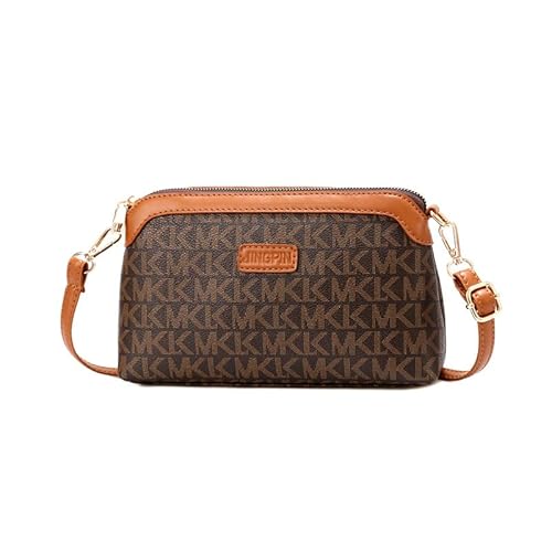 Monogram Crossbody Bag, Brown Canvas with Leather Trim, Small Shoulder