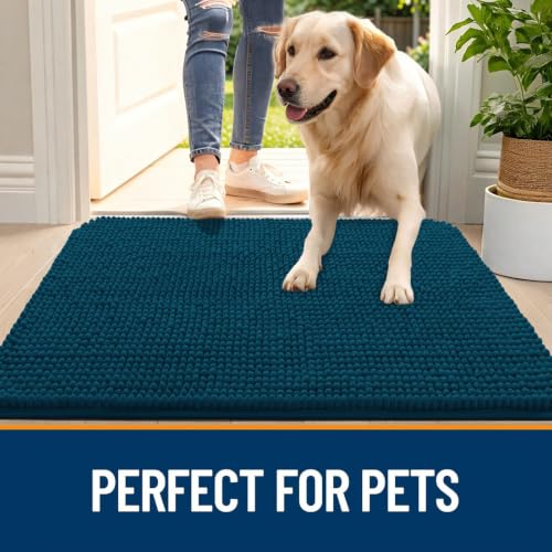 Image of OLANLY Dog Door Mat for Muddy Paws 30x20, Absorbent Chenille Mud Doormat