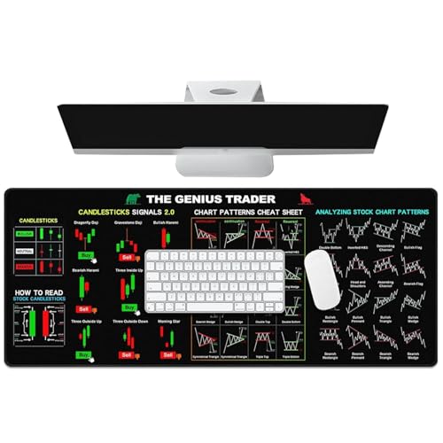 Stock Chart & Trading Design: Featuring a stock chart design, this desk pad is not only functional but also visually appealing to stock traders. Fornisce un riferimento utile quando si trade, aiuta a rimanere impegnati con le tendenze del mercato mentre si mantiene il vostro desk organizzato e stilish