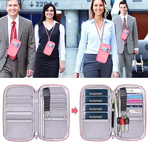 Image of RFID Family Passport Wallet Holder Waterproof, Travel Document Organizer Credit Card Clutch Bag for Men Women, RFID Pink, One Size, Classic