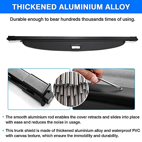 Image of Powerty Retractable Cargo Cover for 2018-2024 Chevy Traverse-Canvas Texture Trunk Cover Privacy Screen Rear Security Shade for Chevrolet Traverse Accessories