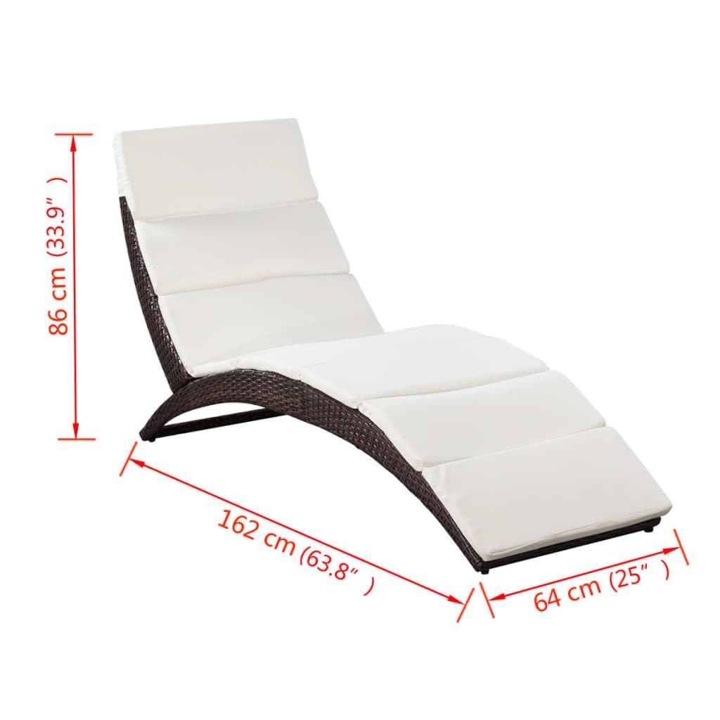 Lettino Prendisole Con Cuscini In Polyrattan Nero