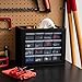 IRIS USA Small Plastic Drawer Organizer, 16-Drawer, Stackable Teacher Toolbox Crayon Small Parts Bead Building Bricks Screw Garage Desk Storage Cabinet, Drink and Water Flavor Packet Organizer, Black