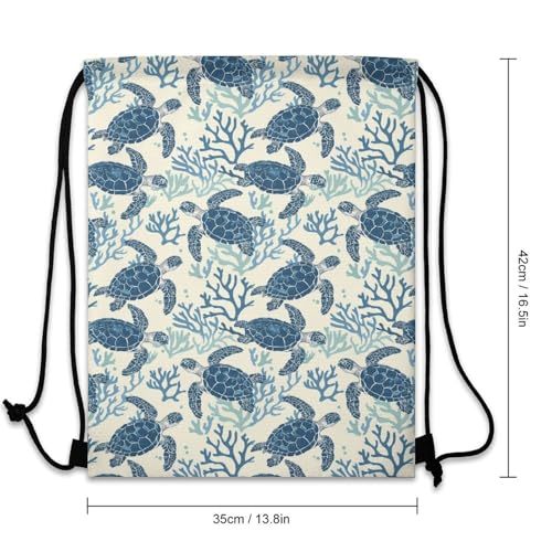 Sea Turtle Drawstring Backpack - Cute Cinch Sack, String Backpacks for Kids Boys Girls Women Men for Gym Outdoor Sports Travel Athletic Drawstring Bag - Lightweight/Foldable3