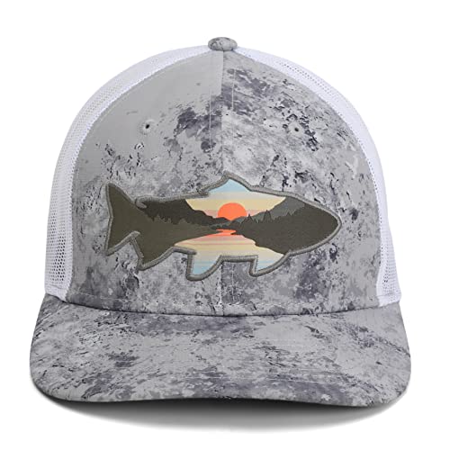Image of Paramount Outdoors Sunset Trout Fishing Hat Mountain Fish Silhouette Performance Outdoor Hat with Comfort Snapback
