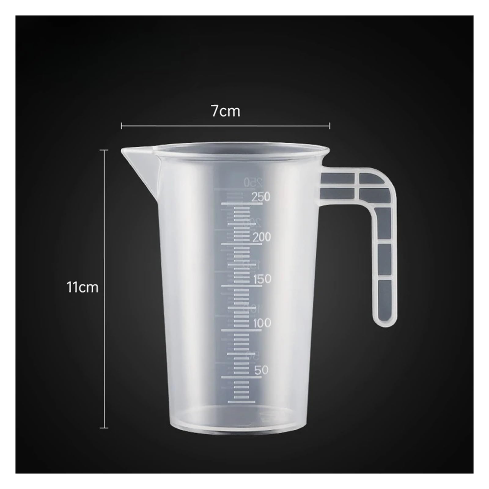 Juego de 5 vasos medidores de plástico: 1000 ml, 500 ml, 250 ml, 100 ml, 50 ml. Escala de fácil lectura. Vasos medidores de cocina.