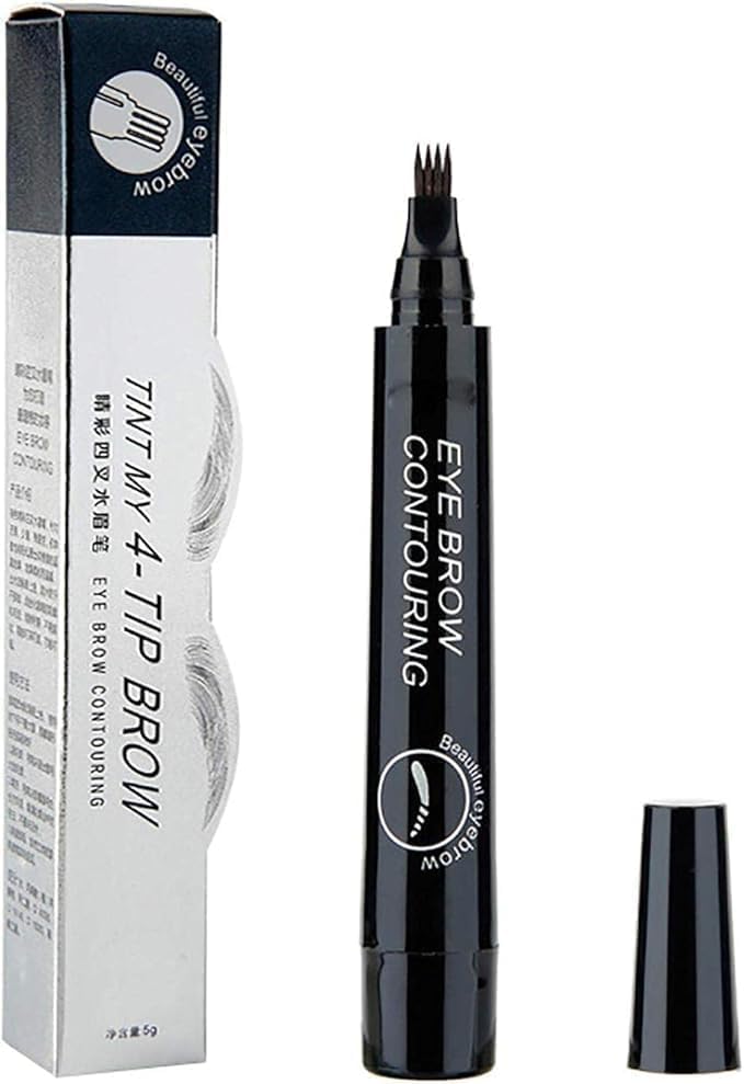 Waterproof Microblading Eyebrow Pencil with Micro-Fork Tip Applicator – Creates Fine Sketch Liquid Eyebrow Tattoo Tint Pen. (Black)