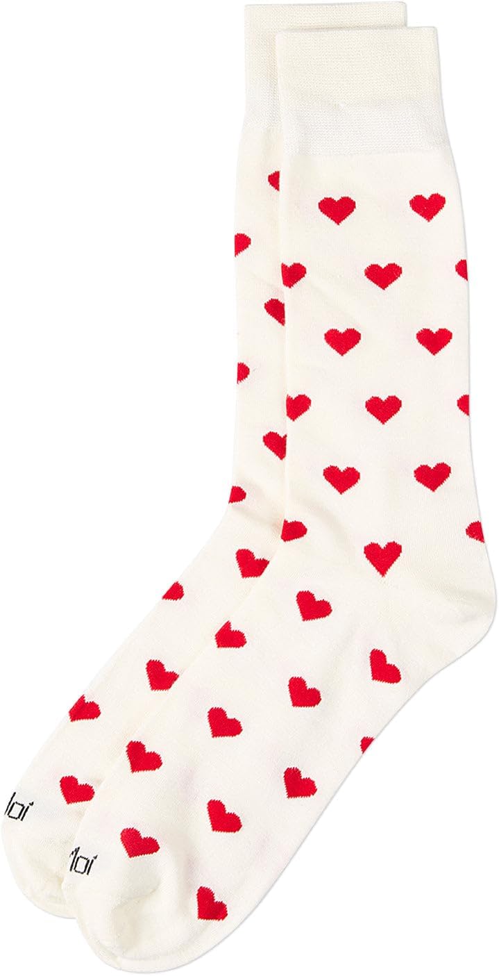 MeMoi Men's Hearts Rayon From Rayon Crew Socks - Image 6