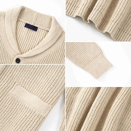 Men's Comfort Knitted Open Front Sweater Shawl Collar Cardigan Thick Sweater Button Up Casual Winter Sweaters4