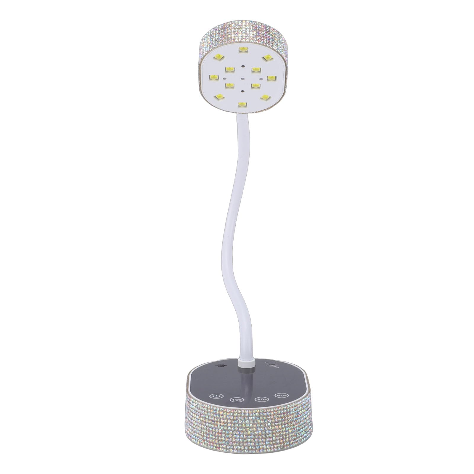 Fabater 36W LED-UV-Nagellampe, Flexibles Schwanenhals-UV-Licht für Gelnägel, USB-wiederaufladbarer Tragbarer Gel-Trockner für Reisen zu Hause Im Salon (Silberner Strassstein)