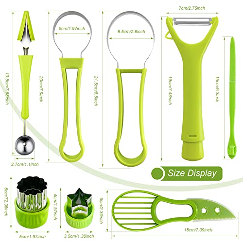 18Pcs Fruit Slicer Peeler Set, Fodiens 4 In 1 Stainless Steel Melon Baller Scoop Fruit Carving Tools Set, Avocado Slicer Orange Peeler Fruits Vegetables Peeler With Mini Fruit Cookie Cutters Set #TOP1