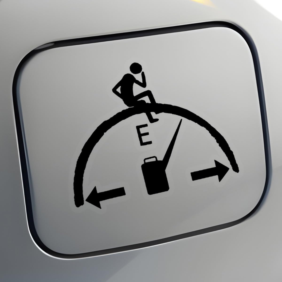 Funny Car Fuel Tank Sticker Decal, Waterproof Vinyl Automotive Fuel Gauge Empty Sticker, Self-Adhesive Vehicle Gas Tank Decoration Decal for Car, SUV, Truck, Motorcycle (Black)