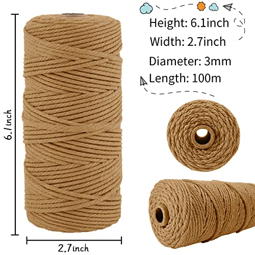 LEREATI Macrame Cord 3mm x 100m, Thick Macrame Rope Natural Cotton Rope Craft String - Image 3