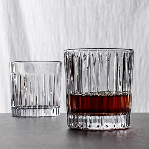 HolaJia Whiskeygläser - Drehbare Trinkgläser Set 20 - 12oz Rocks Glas Set - Altmodisches Glas Set für Tequila, Bourbon, Scotch - Kristallglaswaren Set für Bar, Zuhause (vertikale Streifen) Cover