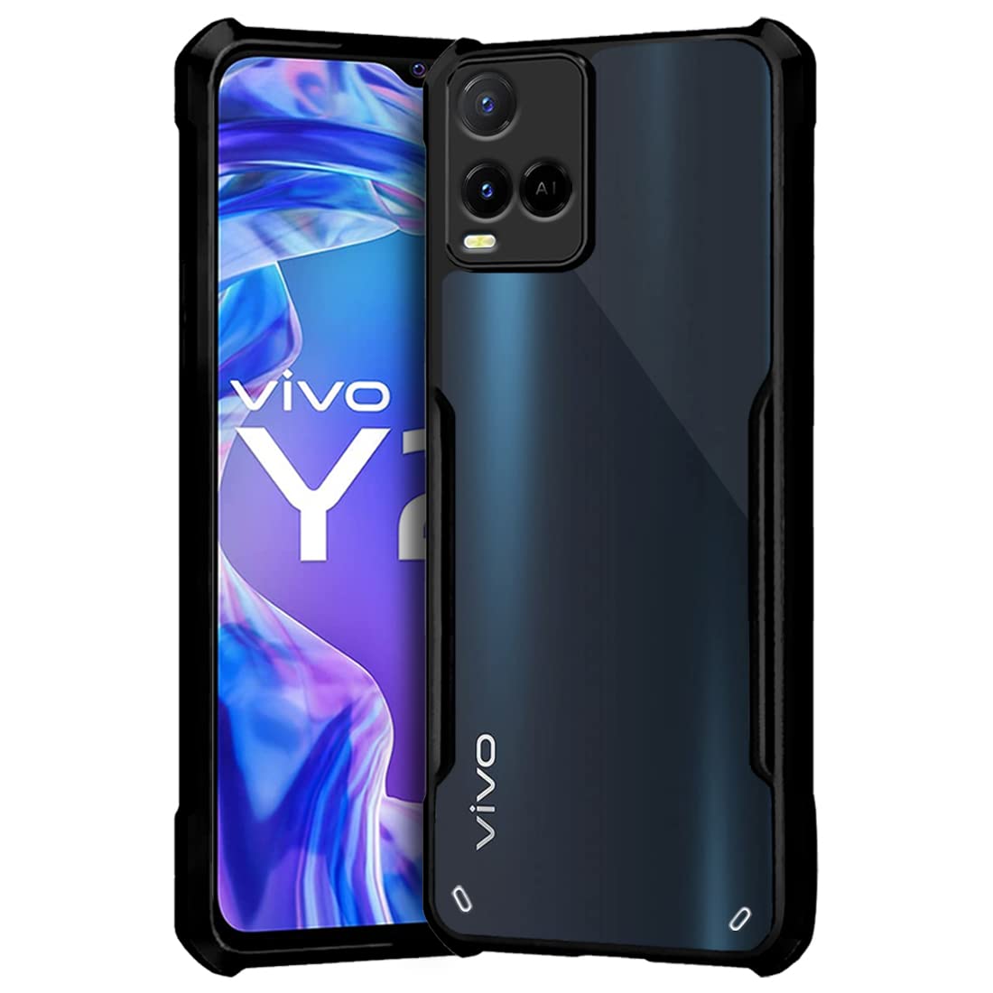 Fashionury TPU+Plastic Shockproof Crystal Clear Back Cover Case for Vivo Y21 2021 360 Degree Protection Protective Design Transparent Back Cover Case for Vivo Y21 2021 (Black Bumper) (B0BNQLWZ4Y) Amazon Price History, Amazon Price Tracker