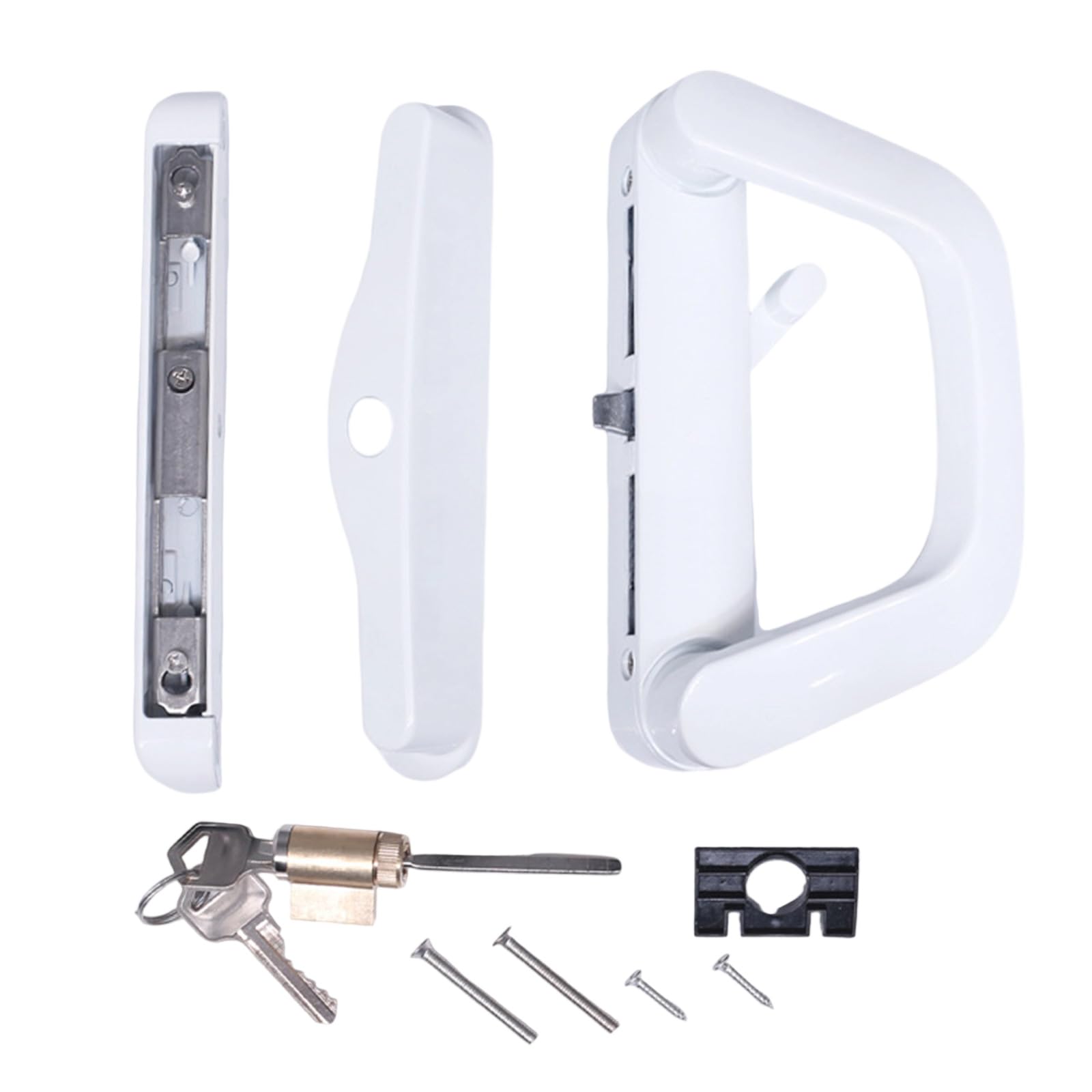 Secure Exterior Door HandleKeyed Cylinder Mechanism Steel Construction Adjustable Screws for Various Door Thickness Double with Screws