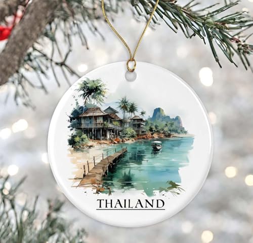 Weihnachtsdeko Thailand Aquarell Traditioneller Weihnachtsbaum...
