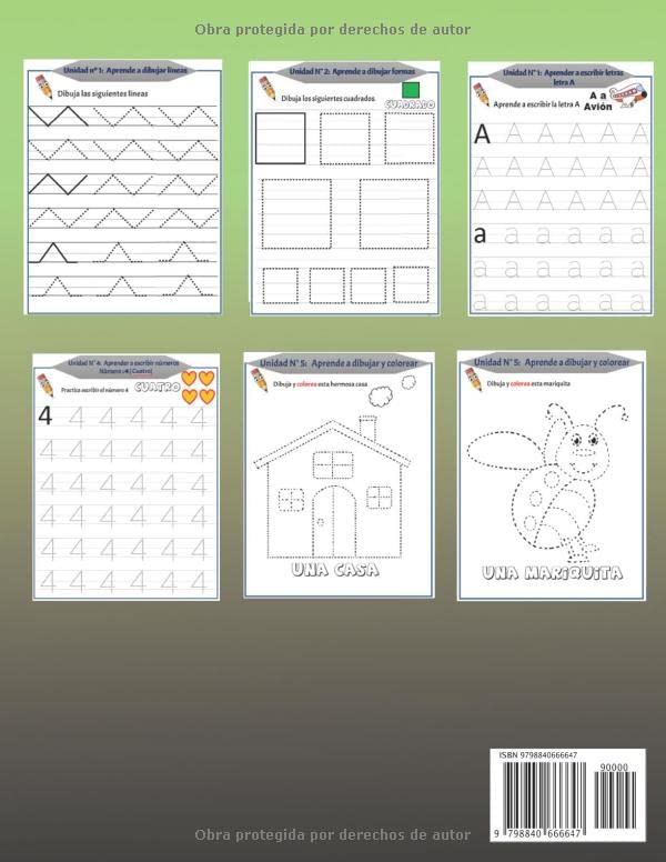 Miniatura 2 de Aprender a Escribir Letras y Números Aprender a trazar líneas, formas, dibujos, Aprende a dibujar y colorear para niños, Libro de actividades