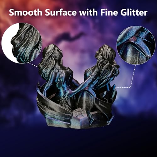 Image of ERYONE Burnt Titanium Rainbow PLA Filament 3D Printer 1.75mm + /-0.03mm, 1kg(2.2LBS) /Spool, Interstellar (Blue & Flash Black)