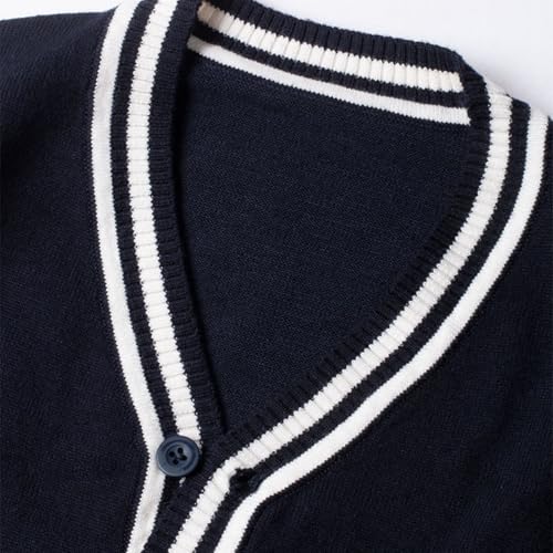 LittleSpring Girls Boys School Uniform Sweater Long Sleeve Cardigan Button Down Knit2