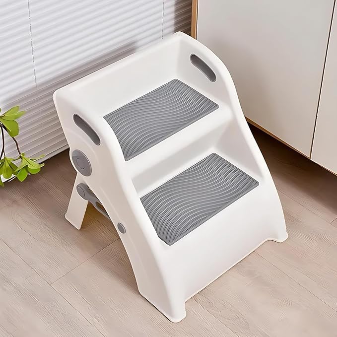 Image of Foldable Portable 2 Step Stool for Toddlers | Lightweight Non-Slip Kids Stool with Handle, for Kids | Toddler for Kitchen, Bedroom and Counter Sink (1 Pcs)