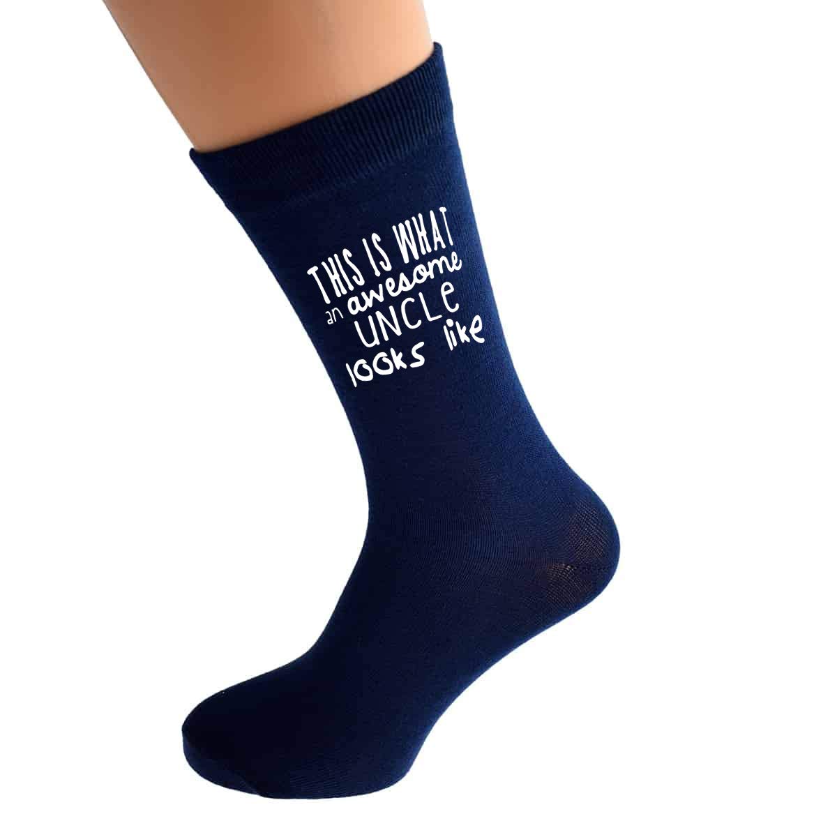 MC GIFT CO This is What an Awesome Uncle Looks Like Printed on NAVY BLUE Mens Socks