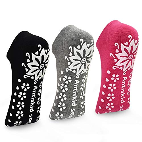 Yoga Socks for Women Non-Slip Sticky Socks with Grips Ideal for Pilates, Pure Barre, Ballet, Dance, Barefoot Workout 3 Pack