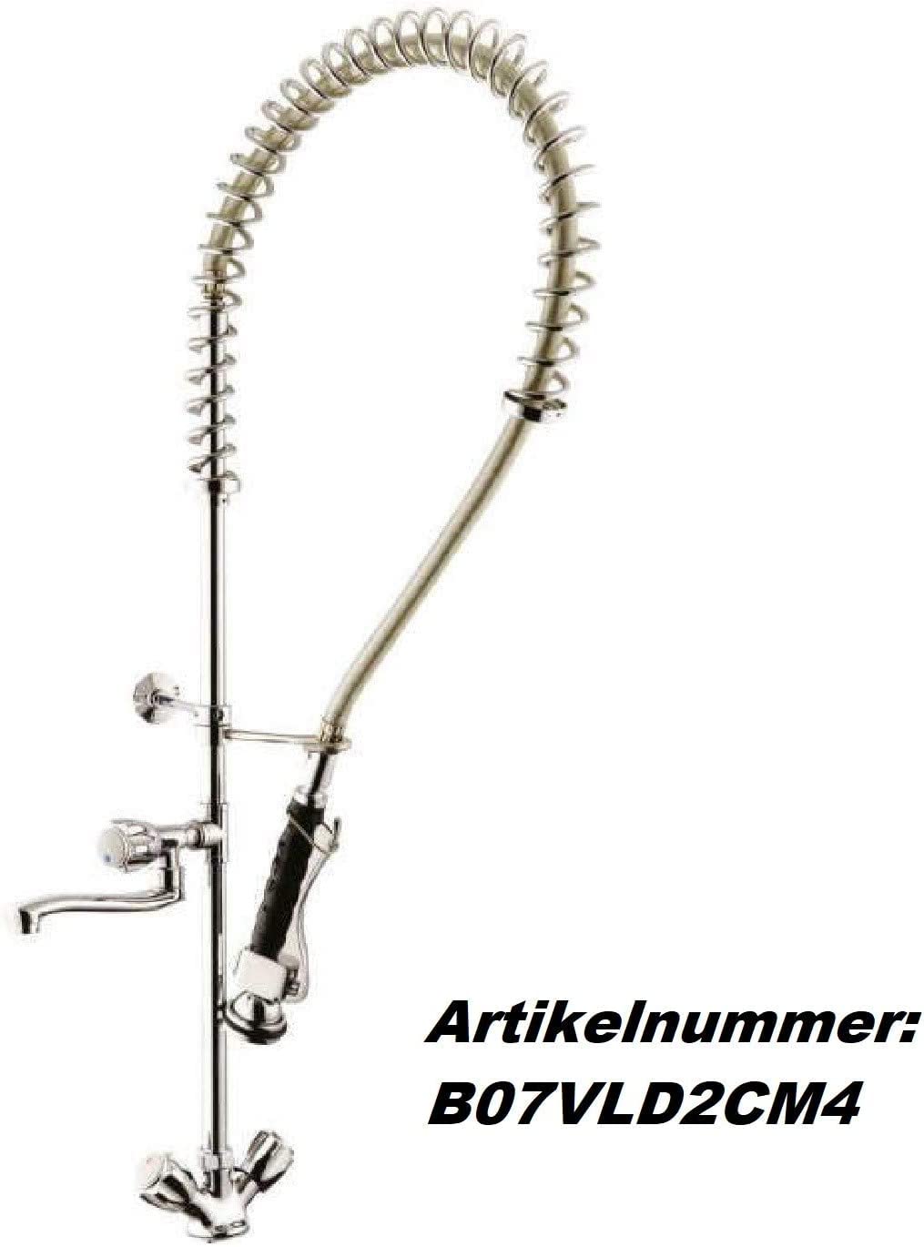 UZMAN Doccetta professionale Gastro (nero) con staffa di bloccaggio da 1/2", in acciaio inox, per doccetta a gas
