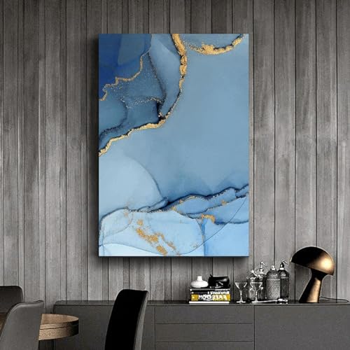Toile nordique marbre bleu 40x60, solution déco murale vide - 3