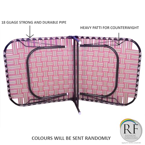 Image of CANE CRAFTS Portable Metal Single Iron Folding Bed Collapsible Bed Guest Bed Single Iron Cot Foldable Bed for Sleeping (Multi-Colour)