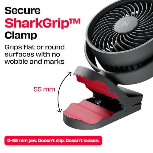 Image of NUUK KLĪP Rechargeable Clip Fan | 3000mAh Battery | Up to 8 hrs Runtime | Super - silent BLDC Motor | 4 Speed Modes | 360 Manual Head Rotation | Strong 0-55mm Clamp | Type-C Charging
