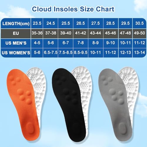 Image of 4D Cloud Insoles Men, Memory Foam Insoles for Women, Comfort and Breathable Plantar Fasciitis Insole, Shoe Inserts with Arch Support, Trim to Fit All Shoe Types (1Pair-Orange, Men 7-8 /Women 8.5-9.5)