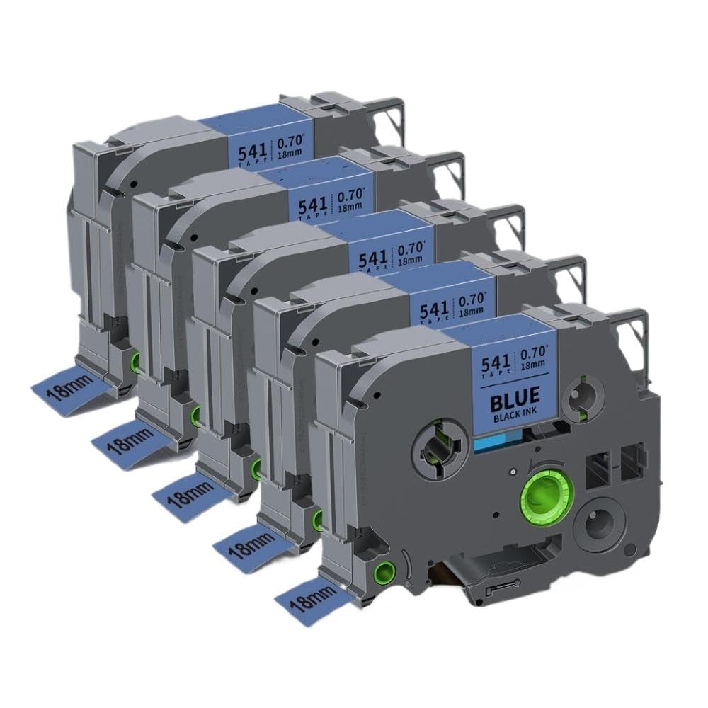 Nastro per etichette compatibile con etichettatrice 2 pezzi 5 pezzi 18 mm TZe241 Tze-241 Tz 241 laminato nero su bianco(5PK Black on Blue)