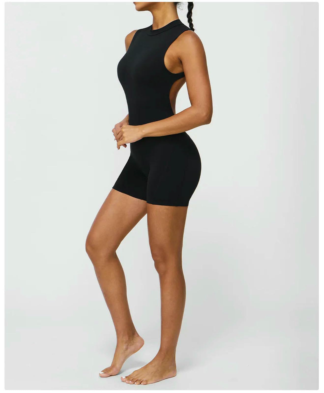 Shapewear Sexy Back V Jumpsuits damski dres zestaw do jogi jednoczęściowy fitness trening kombinezon odzież sportowa zestaw gimnastyczny-czarny-M