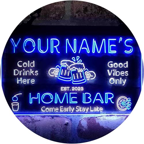 Product Image of the ADVPRO Personalized Your Name Custom Home Bar Beer Established Year Dual Color LED Neon Sign White & Blue 16 x 12 Inches st6s43-p1-tm-wb