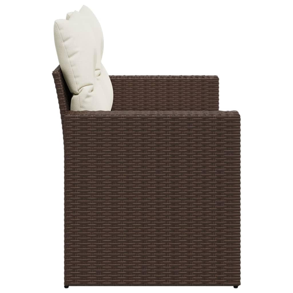 Divano da Giardino 2 Posti in Rattan PE Marrone 131cm | Set modulare per terrazzo e giardino con cuscini sfoderabili e piedini regolabili in plastica.