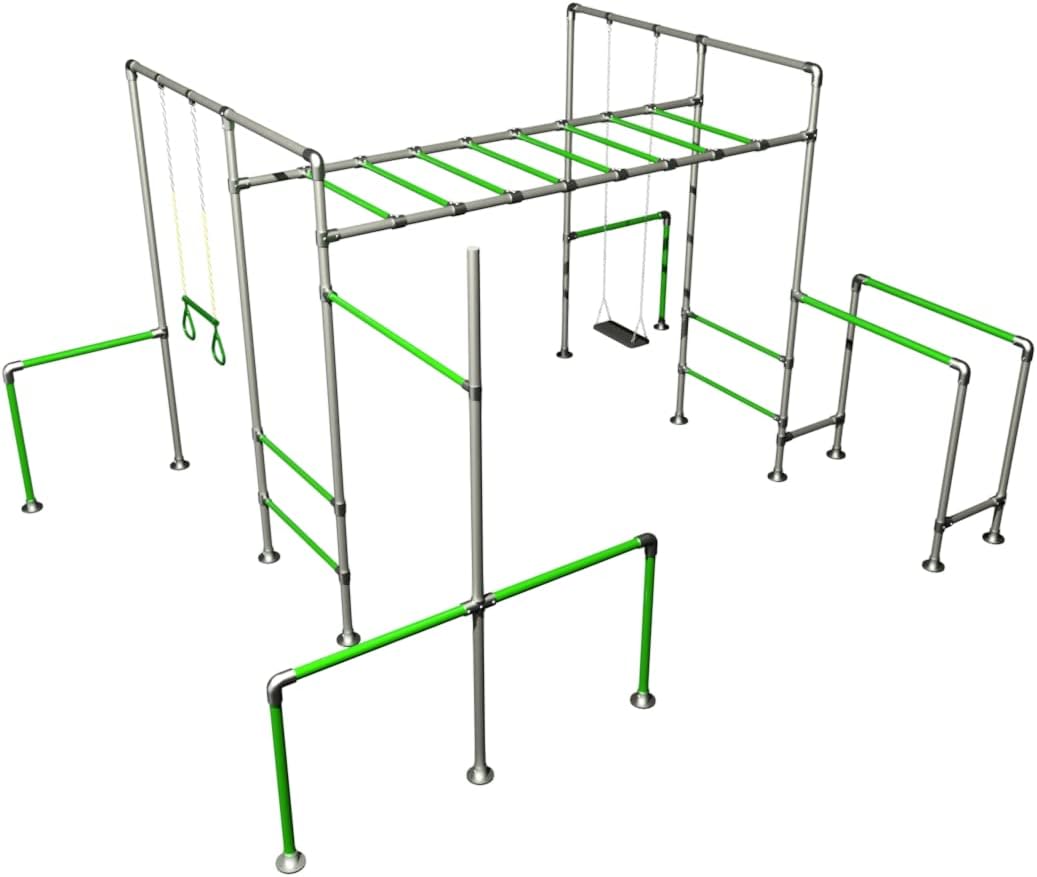 Climbing Frame - Gorilla (Green) - 5m (L) x 3m (W) x 2.5m (H) - Kids & Adults - Includes Frame, Anchor Pegs, Assembly Tools