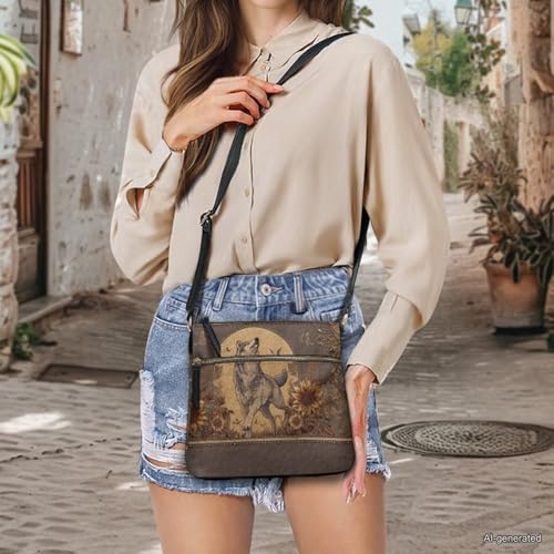 Image of Leather Women Crossbody Hobo Bag Satchel Purse Handbag with Adjustable Shoulder Strap and Zipper Pockets
