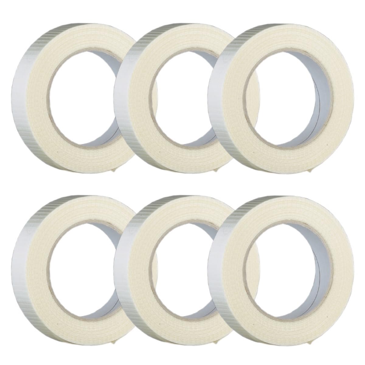 RFE Packing Strong Crossweave Reinforced Tape,6 Rolls of 25mm x 50m,Transparent Bi-Directional Filament Strapping Tape, Fiberglass Reinforced Tape,Heavy Duty Tape for Moving Bundling Sealing (6)