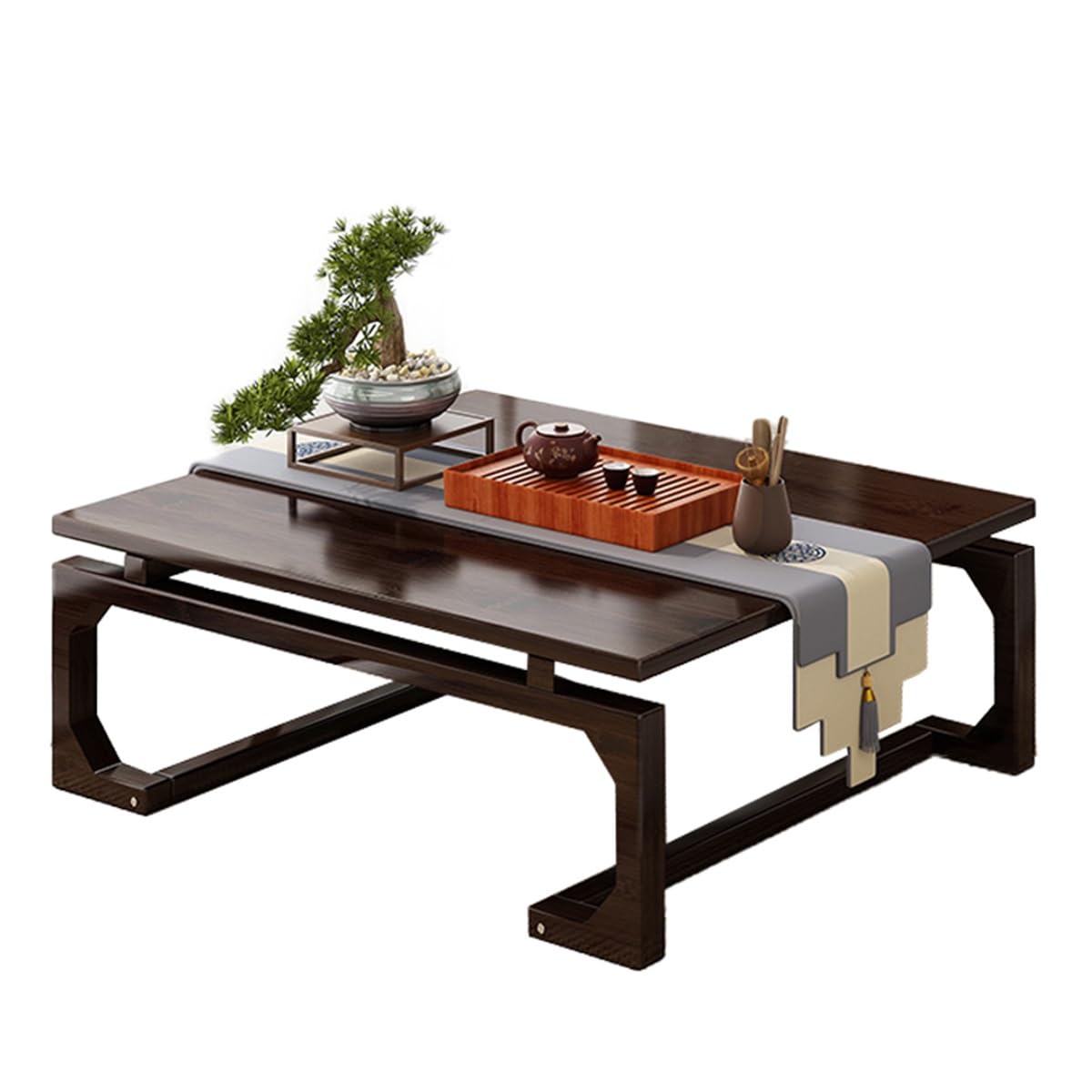 Table basse bambou inspiration japonaise au design rétro chinois d'exception