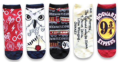 Harry Potter Hogwarts Express Hedwig Juniors/Womens 5 Pack Ankle Socks Size 4-10