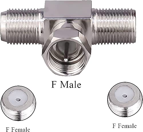 Image of F Type Male to Dual Female Coaxial Connector | F Type Male Female Female Tee Type RF Adapter (3)