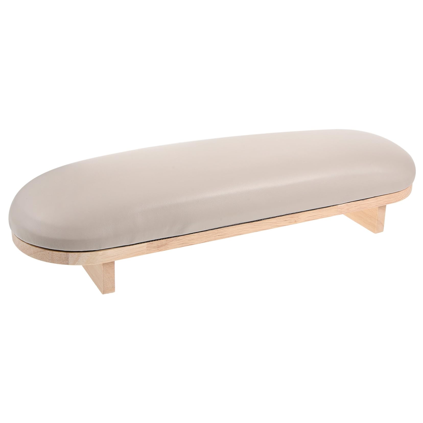 Cuscino Poggia-mano per Unghie in Legno e Cuoio Khaki | Supporto Fermo e Confortevole, per Nail Art a Casa, Stile Originale per Uso in Salone