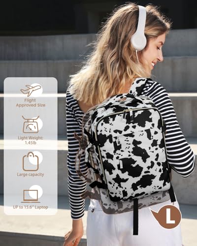 Travel Backpack for Women Man, Waterproof Personal Item Travel Bag Airline Approved Laptop Backpack Weekender bags Bookbag for Business,Travel, Work Fits 15.6 inch Laptop(Medium,Cowprint)2