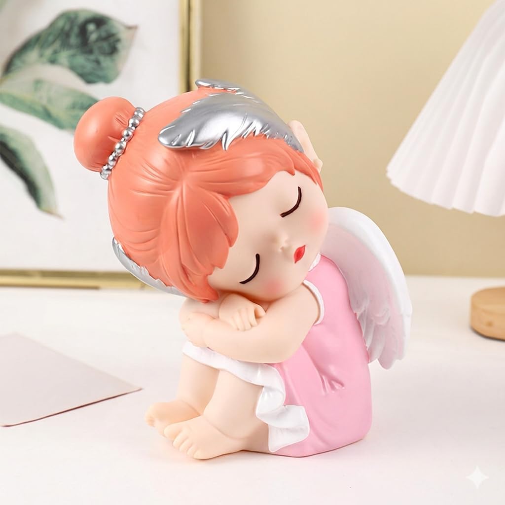 Money Saving Bank with Coin Slot//Creative Cartoon Design Money Bank//Plastic Piggy Bank for Boys & Girls (Pack of 1) (Sleeping Angel - Pink)-image-44